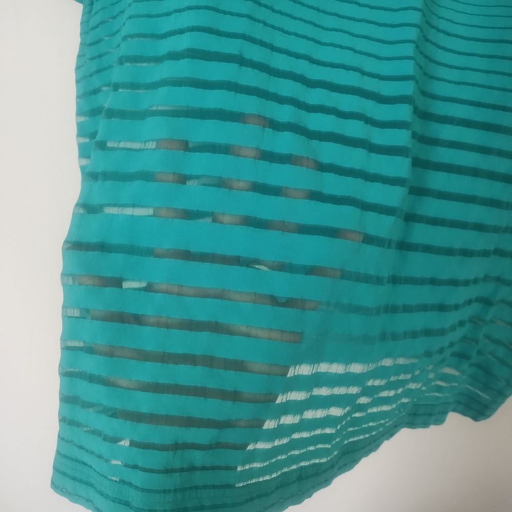 The Limited Sheer Stripe Blouse Women's Medium Teal Zipper Back Chic - Picture 3 of 10